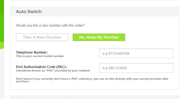 An example of a retailer requesting a customer PAC.